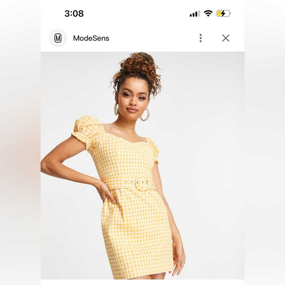 Forever New Yellow Checkered Dress
